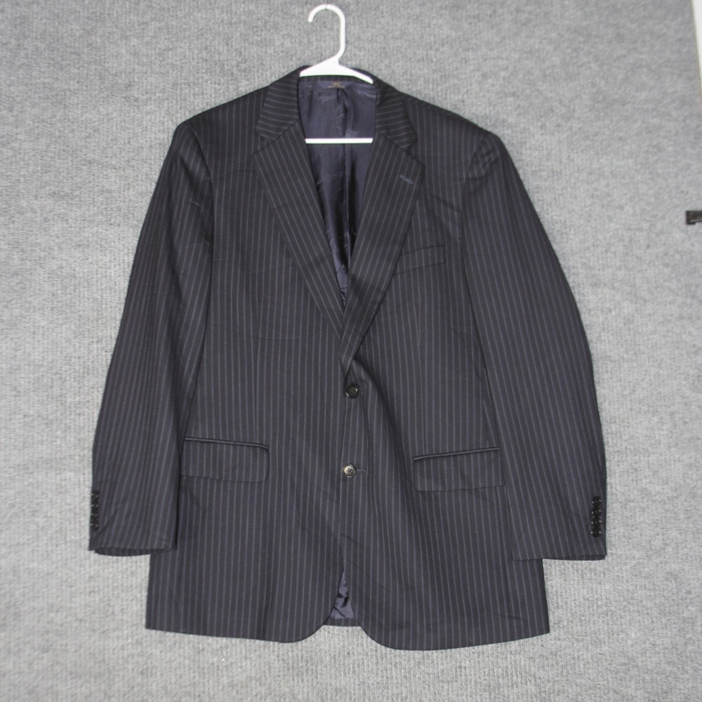 Brooks Brothers 346 Suit Jacket Mens 42L Navy Blue Pinstripe Stretch Blazer